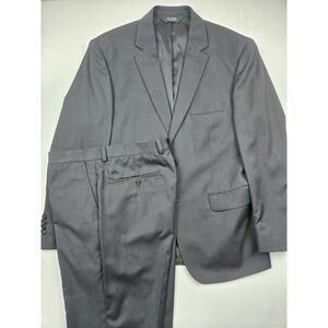 Jos A Bank Traveler Suit 42R 36W Black 100% Wool Tailored Fit 2 Piece Mens